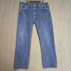 Levis 505 Jeans Mens 38x32 Blue Regular Fit Straight Leg Dark Wash Denim
